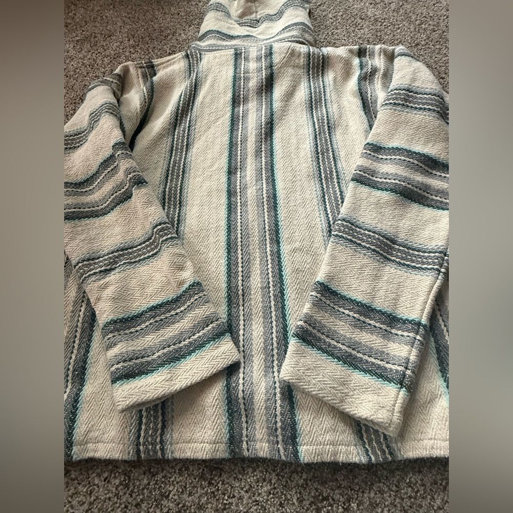 Ron Jon Senor Lopez Stripe Long Sleeve Baja Mexican Hoodie Poncho Size M - Picture 11 of 11